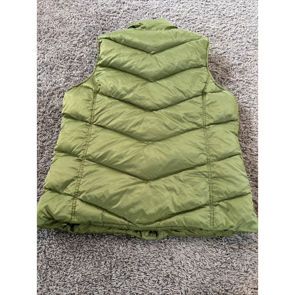 Womens Eddie Bauer Quilted Goose Down Puffer Vest‎ Sz S Green Nylon Shell Small